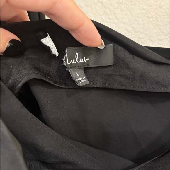 NWOT Lulus Babe Energy Black Satin One-Shoulder Wide-Leg Jumpsuit - Picture 6 of 10